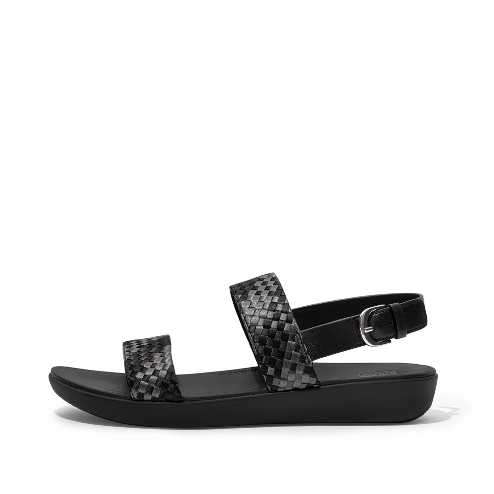 Fitflop Womens Sandals - Barra Silky-weave Back-strap - Black - 732-EVHRCA